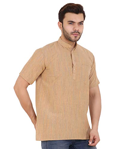 Image of LATEST CHIKAN Men's Cotton Regular Textured Short Kurta Half Sleeves - (SK-DJ)