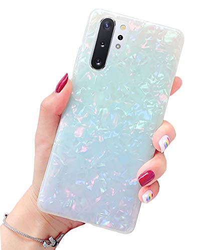 J.west Note 10 Plus Case, Luxury Sparkle Bling Translucent Pearly-Lustre Print Soft Silicone Phone Case Cover for Girls Women Slim Design Pattern Protective Case for Galaxy Note 10+ Plus 6.8 inch