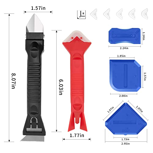 Caulking Tool-Caulk Remover Tool Kit,Grout Removal Tool,Silicone Caulk Finishing Scraper(Stainless Steelhead) For Bathroom Sealant Caulk,Kitchen,Sink Joint,Window #TOP6