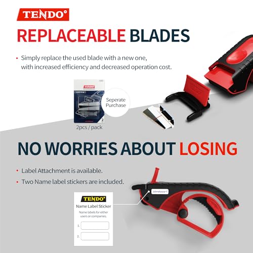 TENDO Heavy Duty Shipping Tape Dispenser, 2 Inch Packing Tape Gun with Patented 10º Sloped Chromium Blade, Replaceable Blade, Ergonomic Reusable Handle for Shipping, P-2200 (4th Gen.)_Red by TENDO° - Image 8