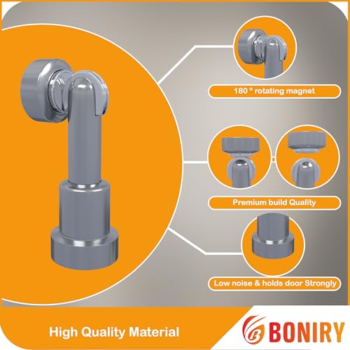 Image of Boniry Premium Magnetic Door Stopper | Durable, Stylish & Rustproof | Protects Doors | Strong Hold, Easy Installation, Perfect for Home & Office Use (4, Satin Black)