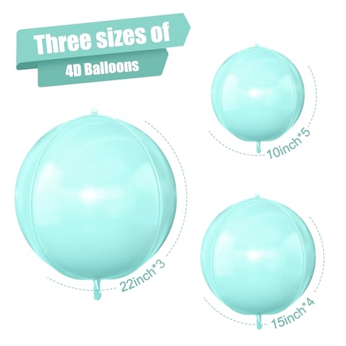 Image of 12PCS Teal Blue Round Foil Balloons 22 inch 15 inch 10 inch Large Mylar Balloons