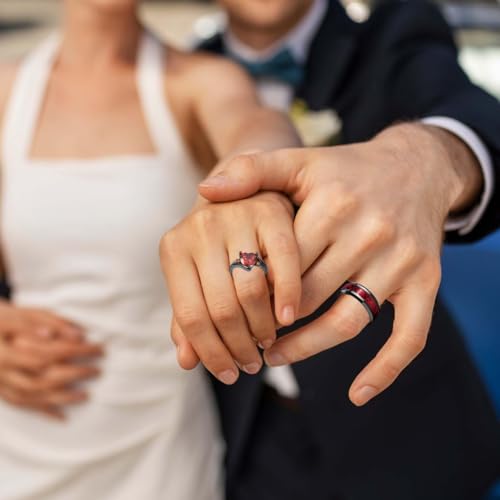 Personalized Couple Rings for Him/Her, Engagement Wedding Rings Set, Gift for Girlfriend, Boyfriend, Wife, Husband2