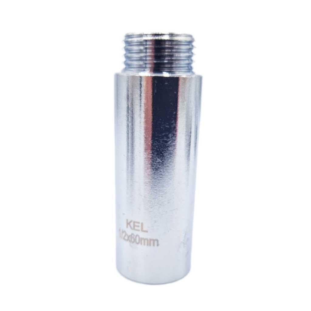 Invena Women's Chrome 1/2" Bsp (15Mm) Pipe Thread Extension X Male Brass - 60Mm Long