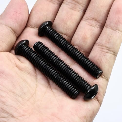 5/16-18 x 2 Button Head Socket Cap Screws, Stainless Steel 18-8(304), Black Oxide, Allen Hex Drive, Full Thread, 20 PCS (with Hex Spanner)
