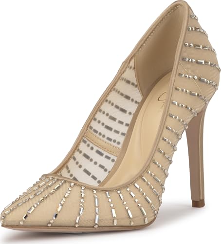 Jessica Simpson Piviano Pointed Toe Embellished Pump, Champagne, 5 by Jessica Simpson - Used condition - US$90.31