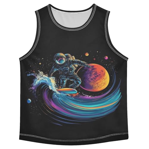 Surfing Space Wave Black Boys Tank Tops Toddler Boys' Assorted Sleeveless Tank Tops for Summer,3T