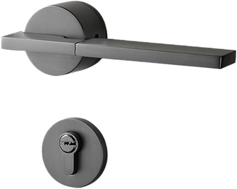 Nordic Style Indoor Bedroom Door Lock Magnetic Post-Modern Silent Room Door Lock Split Wooden Door Lock Handle Black Door Lock(Steel Gray A08-260 5845 Lock Body)