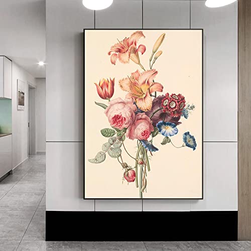 Affiche vintage fleurs 70x100cm sur toile de style nordique pour salon
