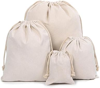 Z-synka 6PCS Organic Cotton Muslin Produce Bags,Biodegradable Eco-Friendly Bags,Travel Pouch,Sachet bags,Home and Vegetable Storage,Canvas Tote