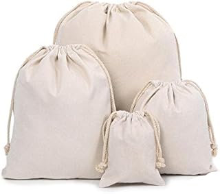 Z-synka 6PCS Organic Cotton Muslin Produce Bags,Biodegradable Eco-Friendly Bags,Travel Pouch,Sachet bags,Home and Vegetable Storage,Canvas Tote
