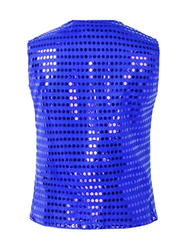 Loyan Kids Boys Girls Sleeveless V Neckline Button Closure Sequins Vest for Ballet Jazz Latin Stage Performance2