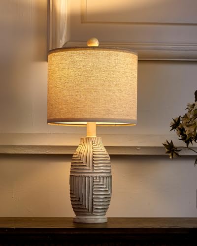 G-Safava 20.25 Inch Farmhouse Single Resin Lamp For Bedroom Living Room Retro Rustic Vintage Small Boho Lamps Bedside Nightstand Light Home Office Desk Deco thumb #5