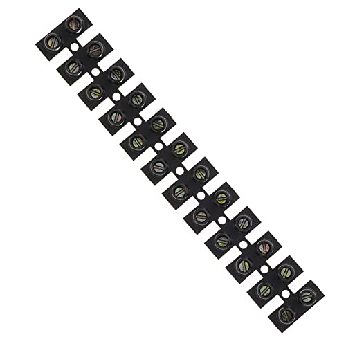 3A Amp Terminal Block, 12 Way Electrical Terminals, Black Polyethylene Electrical Connector Strips, Chocolate Chock Blocks for Wire Connecting/Joining Cables, Dual Row 12 Piece Position Wire