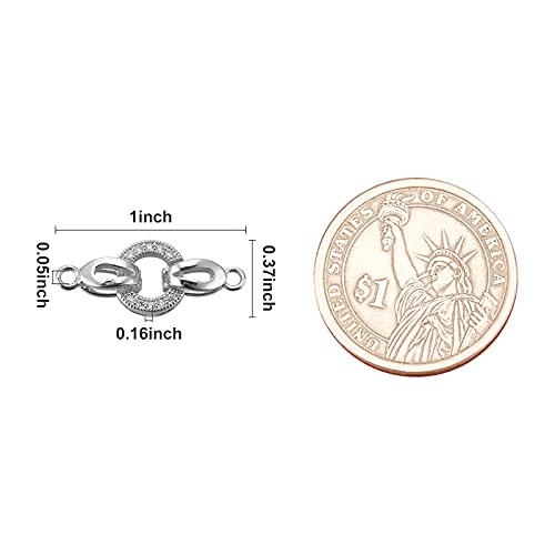 Chgcraft 5 Set 25.5Mm Brass Micro Pave Cubic Zirconia Fold Over Clasps Oval Shaped Long-Lasting Real Platinum Plated Clasps For Jewelry Making #TOP1