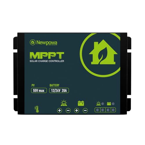 Newpowa 20A MPPT Solar Charge Controller 12/24V DC Compact Design LED Indicator Off Grid Solar Panel...