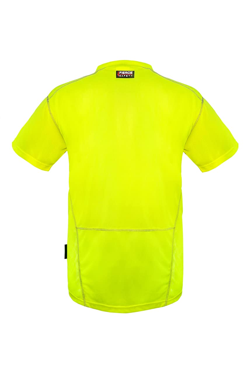 Fierce Safety NS350G Performance High Vis Safety Shirt with Moisture Wicking and Black Trim | Size: Large
