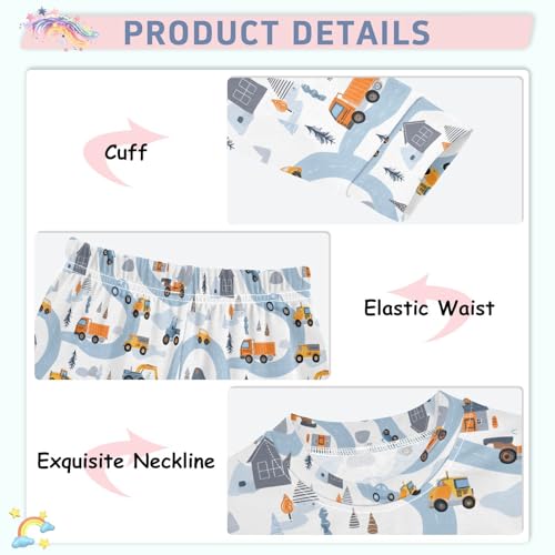 ALAZA Blue Road Vehicle Car Pajamas Long Sleeve Sleepwear 2-Piece Pajama Set4