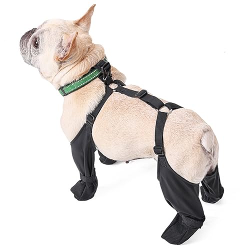 Eastuy Hundepfoten-Stiefel-Leggings - Verstellbare wasserdichte Hundestiefel - Hundepfotenschutz mit Hilfsgurt, schützt vor Winter und Kälte für kleine und mittelgroße Hunde