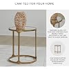 Signature Design by Ashley Korajane Transitional Metal End Table with Tempered Glass Top, Metallic