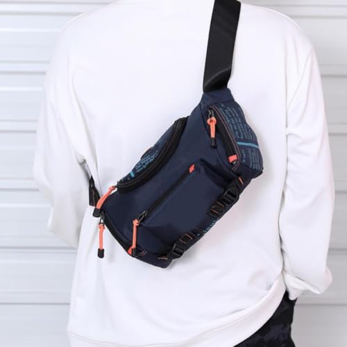 Mochila de pecho de mujer en nylon azul con correa ajustable para evitar tirones 4