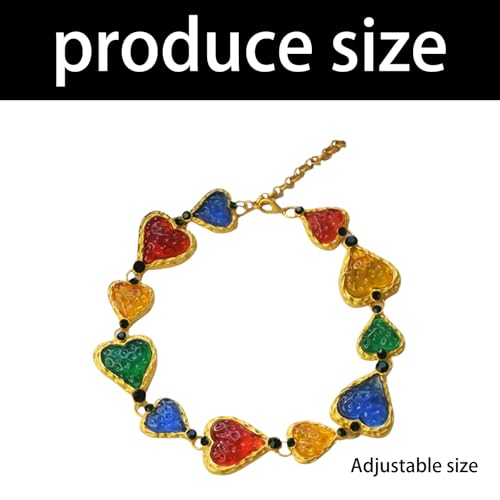 Collar de corazon de oro de metal exagerado gargantilla brillante contra escotes vacios 3