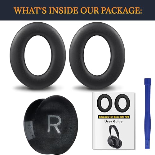 Image of SOULWIT Lambskin Replacement Earpads for Bose 700 (NC700) Wireless Headphones, Ear Pads Cushions with Softer Leather, High-Density Noise Cancelling Foam, Added Thickness - Black