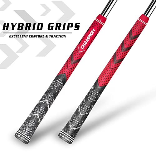 Image of Champkey Victor Hybrid Golf Grips Set of 13(5 Oz Solvent,Blade,15 Tapes & Vise Clamp Available)-Choose Between 13 Grips & All Repair Kits and 13 Grips & 15 Tapes