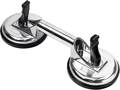 Saugnäpfe Heber,Schwerlast Aluminium Vakuum Saugnapf Griffe zum Umzug Glas/Fußboden Spalt Fixer//Fenster/Dellen Abzieher/Fliese,Pad Heben,Silber Cover