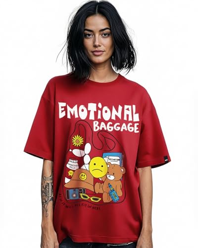 Image of Bewakoof Women's Being Cute is My Super Power Graphic Print 100% Cotton T-Shirt- Oversized Fit, Round Neck, Half Sleeve