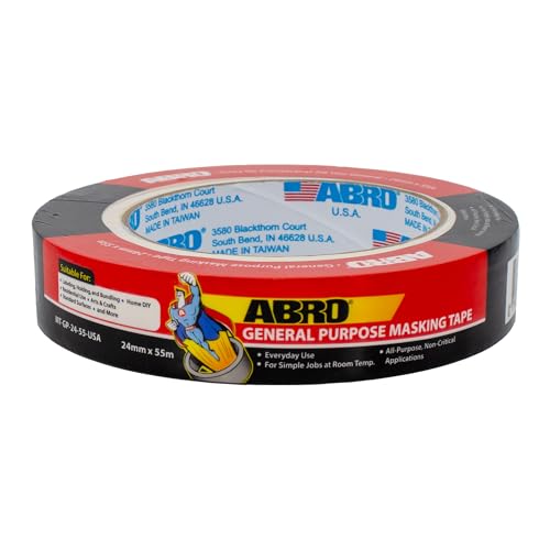 Image of ABRO Masking Tape, GP 24mm x 55M, All Purpose Natural Masking Tape for Temporary Labeling and Marking, Easy Tear, Clean Removal, Painters Tape for DIY and Professional Uses - Natural