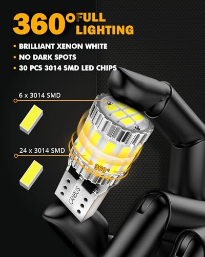 Image of Auxbeam B1 Series 194 LED Bulbs White 168 2825 T10 W5W Bulbs 10PCs