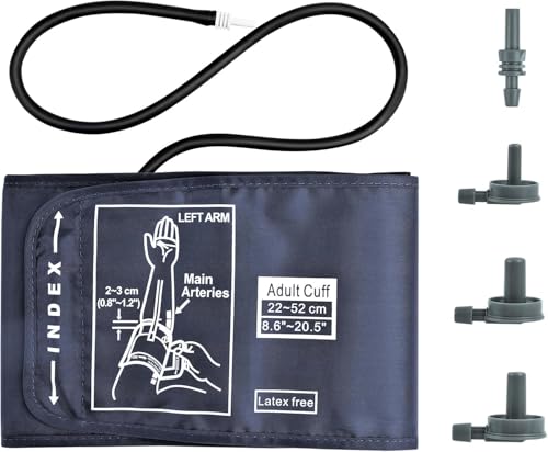 22-52CM Extra Large Blood Pressure Cuff Adjustable XL Blood Pressure Cuffs with 4 Connector Blood Pressure Cuff Replacement for Big Arms Compatible with BP Monitors Not Included Machine (Blue)