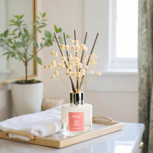 Image of Airkeep Reed Diffuser Set,3.38 fl oz (100 ml) - Spiced Fruit Woods Oil Diffusers with 8 Reed Sticks, Home Fragrance Reed Diffuser for Bathroom Shelf Decor