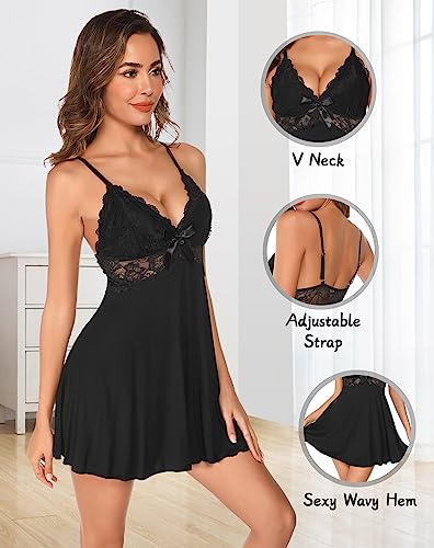 Vlazom-Mujer-Camison-Sexy-Camison-de-Encaje-Cuello-en-V-Picardias-Corto-con-Tanga