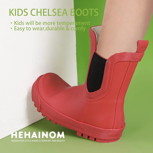 Hehainom Kids Rain Boots for Girls Waterproof Fashion Chelsea Toddler Boys Rain Boots(Red 13 M US Little Kid) by Hehainom - Image 5