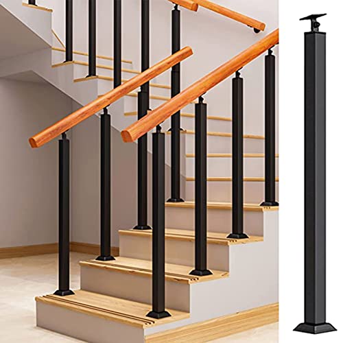 LQSYBHD Poste de Balaustre de Hierro Forjado para Pasamanos de Escaleras Barandilla de Cubierta de Barandilla del Desván,Poste de Barandilla de Montaje Cuadrado(Size:90cm/35.4inch,Color:4 cm Diameter)