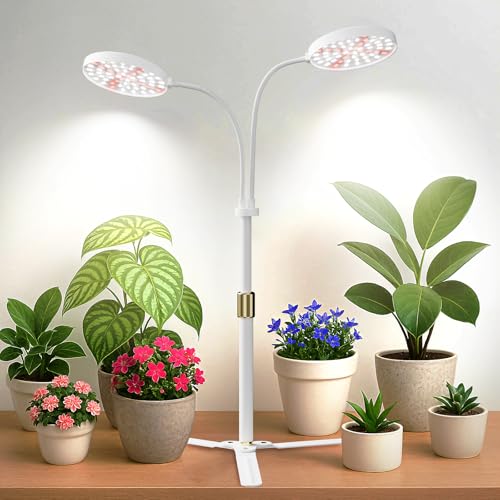 GYTF Grow Light Dual Ring 3.5' with Base, 122 LEDs 6000K White Full Spectrum Gooseneck Plant Lamp...