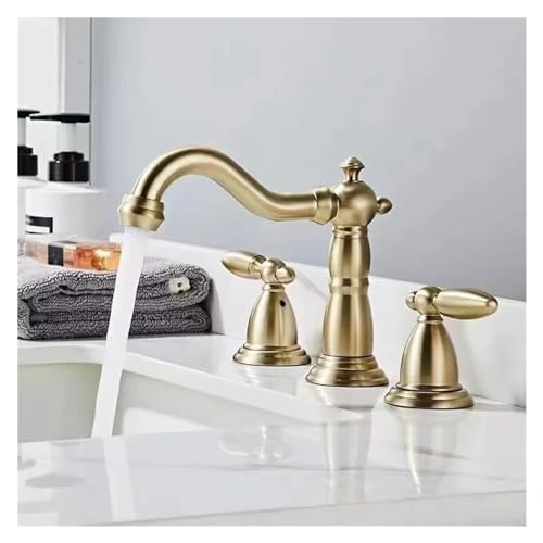 Grifo de lavabo de 3 piezas con mezcla de agua bimando y acabado antihuellas