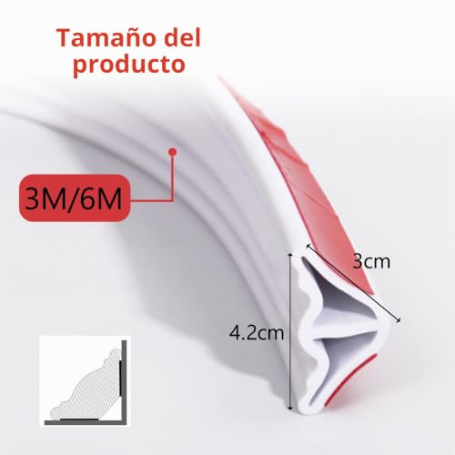 Moldura de techo flexible autoadhesiva, listón de terminación triangular TPE 3