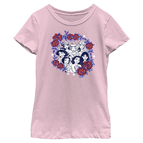 Disney Princesses Rose Badge Girls Short Sleeve Tee Shirt