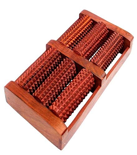 Iwud Wooden Manual Acupressure and Pain Relief Body Massager 6 Roller for Foot Massage, Brown