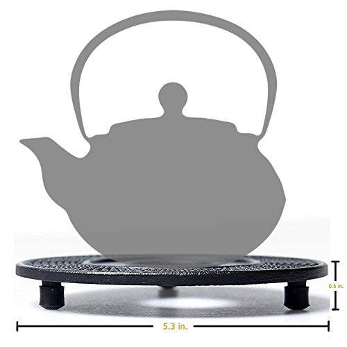 suyika Cast Iron Mat with Rubber Pegs/Feet for Japanese Tea Kettle Cast Iron Teapot Black Trivet 5.3in - Thumbnail 5