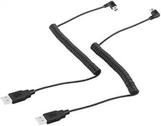 LOKEKE Coiled USB 2.0 Type A to Mini B Cable Male Cord With Left and Right Angle for GoPro Hero 3+,Hero HD, Cellphones,MP3 Players,Digital Cameras Coiled USB 2.0