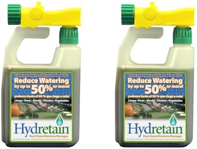 Hydretain Root Zone Moisture Manager โ Converts Soil Moisture to Plant-Usable Water for Drought Protection โ Reduce Watering 50%, 3-Month Residual, 10,000 Sq Ft Coverage (32 Fl Oz. RTS, 2 Pack)
