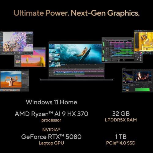 Image of ASUS ProArt P16 (2026),AMD Ryzen AI 9 HX 370,RTX 5080-16GB,32GB RAM,1TB SSD,4K OLED,16 inch(40 cm),Windows 11 Home,M365 Basic(1 Year),Office 2024,Nano Black,1.95 Kg,H7606WW-SE066WS,Creator /Gaming Laptop