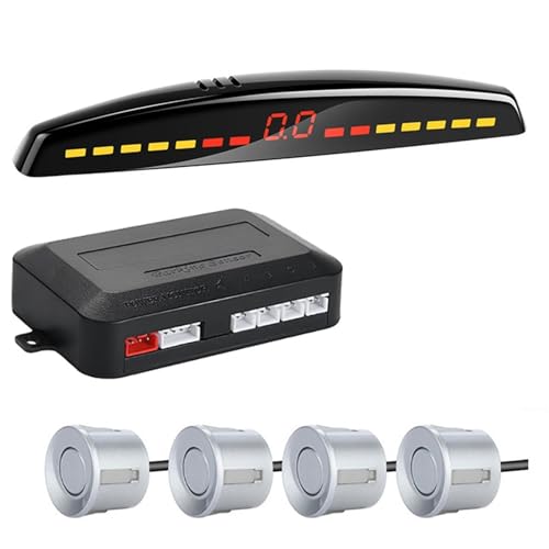 Aparcamiento asistido Kit De Sensor Aparcamiento Car Parktronic Pantalla Radar Monitor Marcha Atrás Sistemas Detección Monitores Para Punto Ciego Control Distancia(Silver)