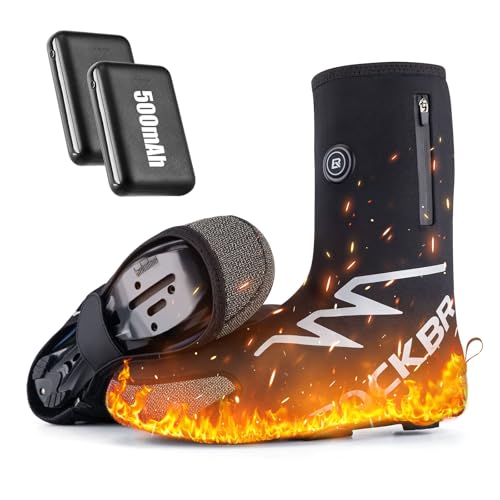ROCKBROS Cubrezapatos Térmico de Invierno Cubrezapatillas Calefacción Eléctrica con Batería de 5000 mAh Calzado a Prueba de Viento para Mujeres Hombres