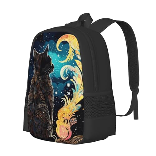 Commuter Unisex Cat Stars Night Sky Backpack Spacious Compartments for Work Essentials Casual Outings & Trips 17 Inch2