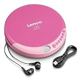 Lenco CD-011PK – Tragbarer CD-Player mit batteriebetriebener Funktion – LCD-Bildschirm – Diskman – CD-Walkman – mit Kopfhörer und integriertem Micro-USB-Anschluss – Rosa